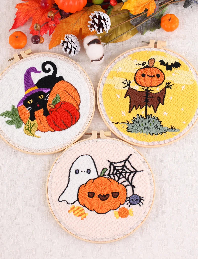 CraftHoop Pumpkin Halloween Punch Needle Kit
