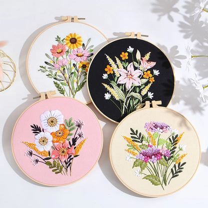 CraftHoop 4-Piece Blooming Garden Embroidery Kit