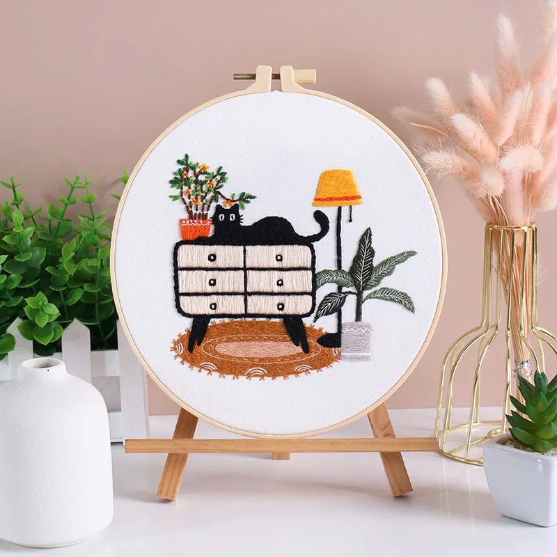 CraftHoop Cat Lover’s Home Embroidery Kit