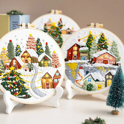 CraftHoop Winter Village Embroidery Kit