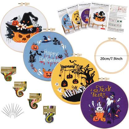 CraftHoop 4-Piece Halloween Magic Embroidery Kit