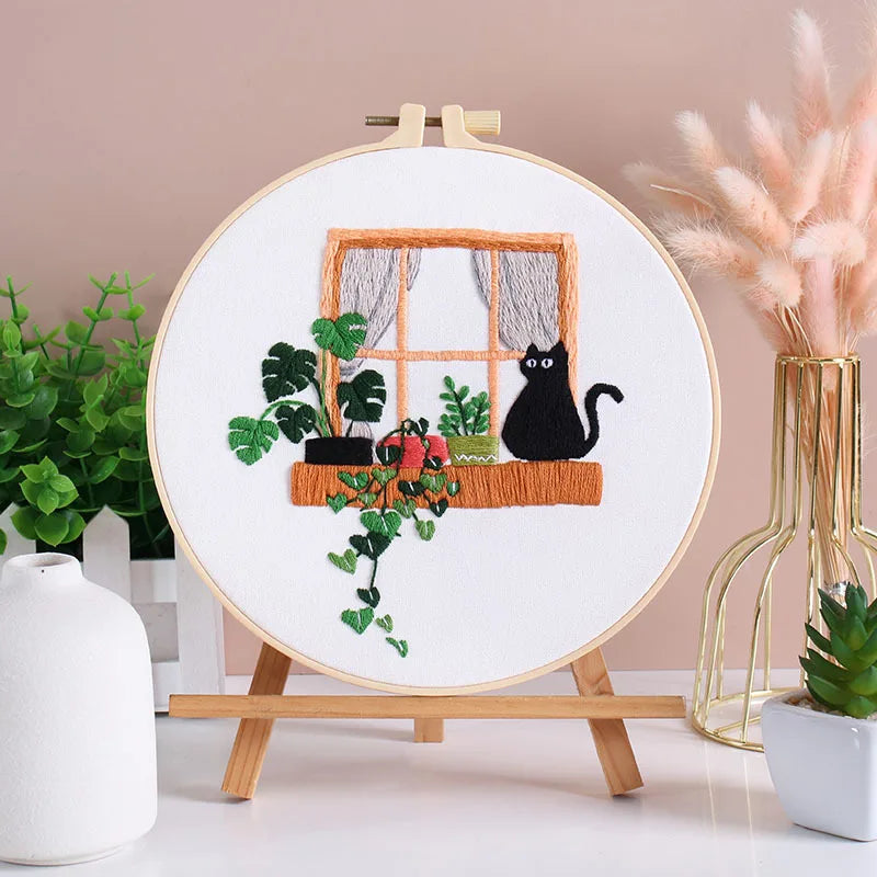 CraftHoop Cat Lover’s Home Embroidery Kit