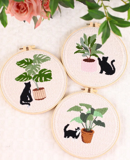 CraftHoop Cat & Plant Lovers Punch Needle Kit