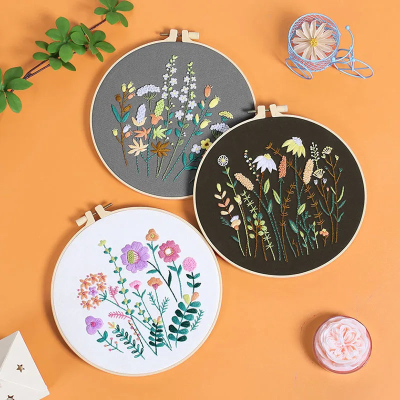 CraftHoop 3-Piece Wildflower Embroidery Set