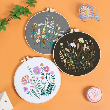 CraftHoop 3-Piece Wildflower Embroidery Set