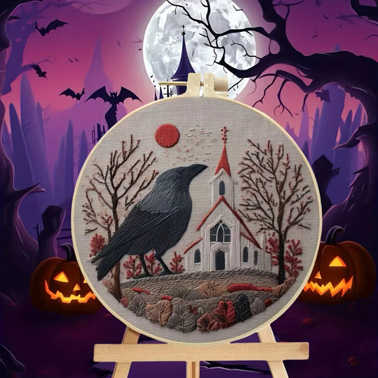 CraftHoop Crow Magic Halloween Embroidery Kit