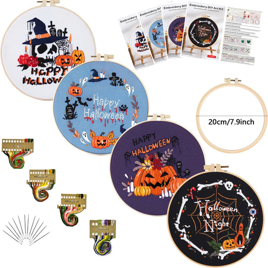 CraftHoop 4-Piece Halloween Magic Embroidery Kit