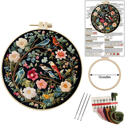 CraftHoop Wildflower Birds Embroidery Kit
