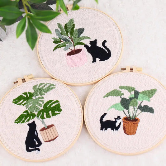 CraftHoop Cat & Plant Lovers Punch Needle Kit