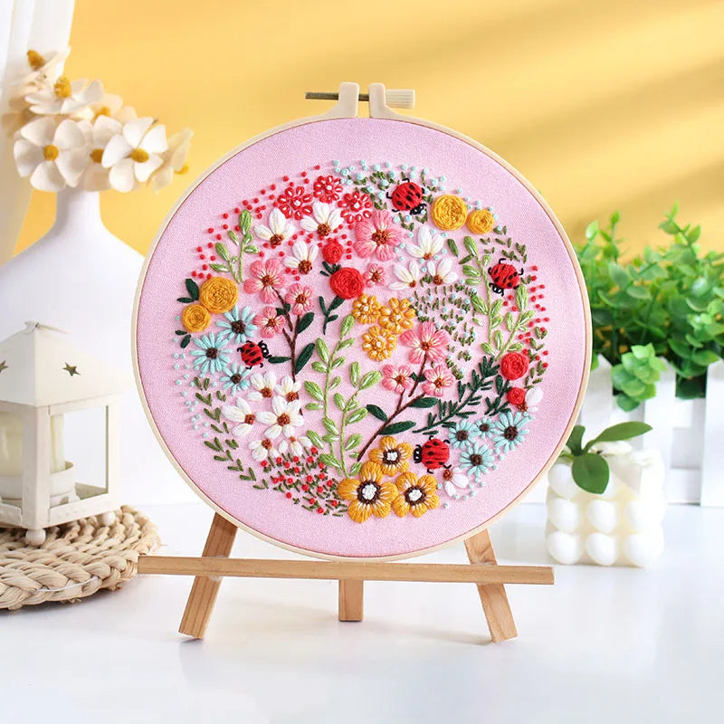 CraftHoop 4-Piece Bloom & Stitch Embroidery Set