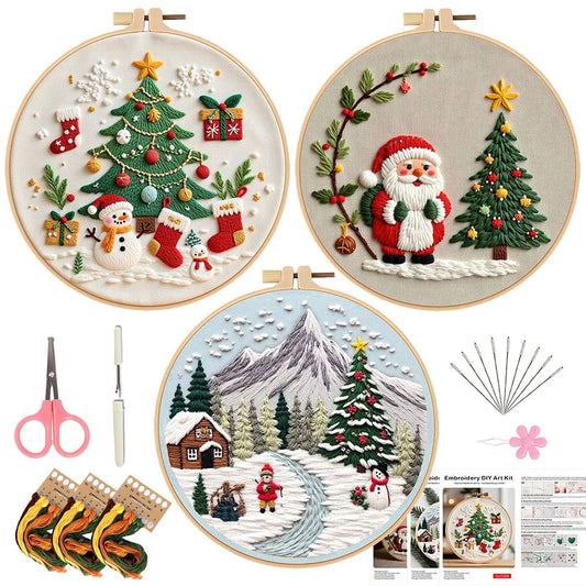 CraftHoop Jolly Christmas 3-Piece Embroidery Kit