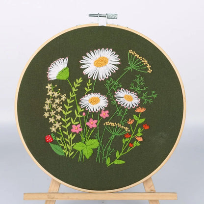 CraftHoop 4-Piece Floral Elegance Embroidery Kit