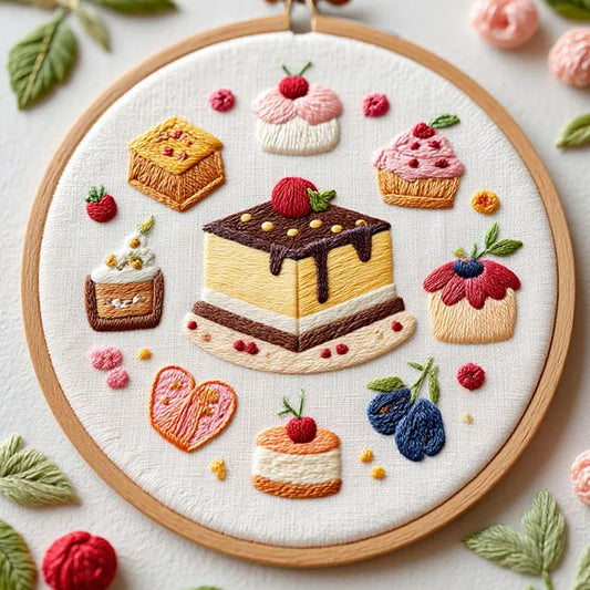 CraftHoop French Patisserie Desserts Embroidery Kit