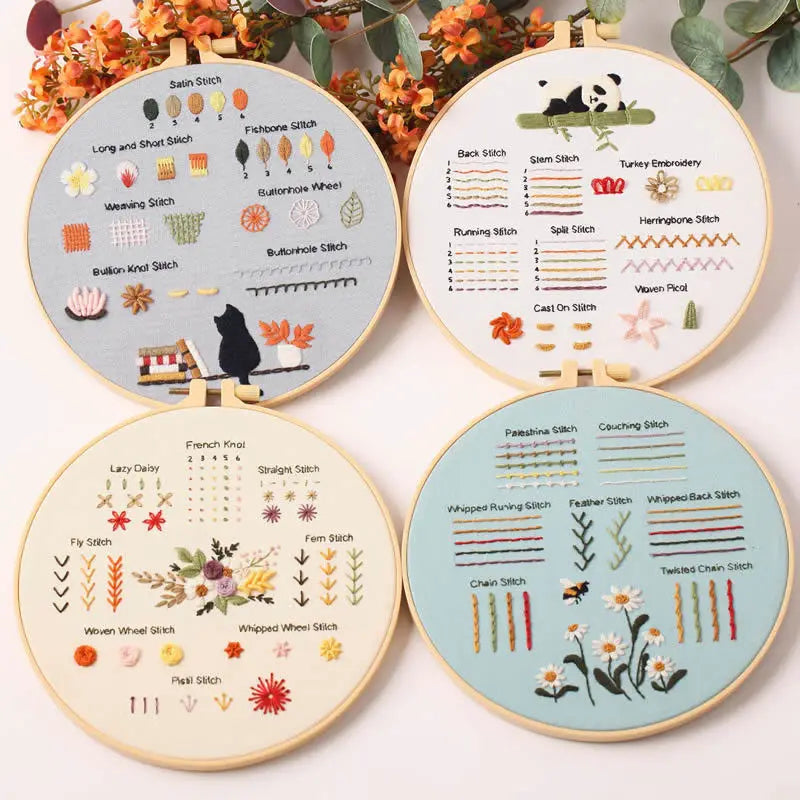 CraftHoop Beginner’s 4-Set Animal & Floral Stitch Sampler