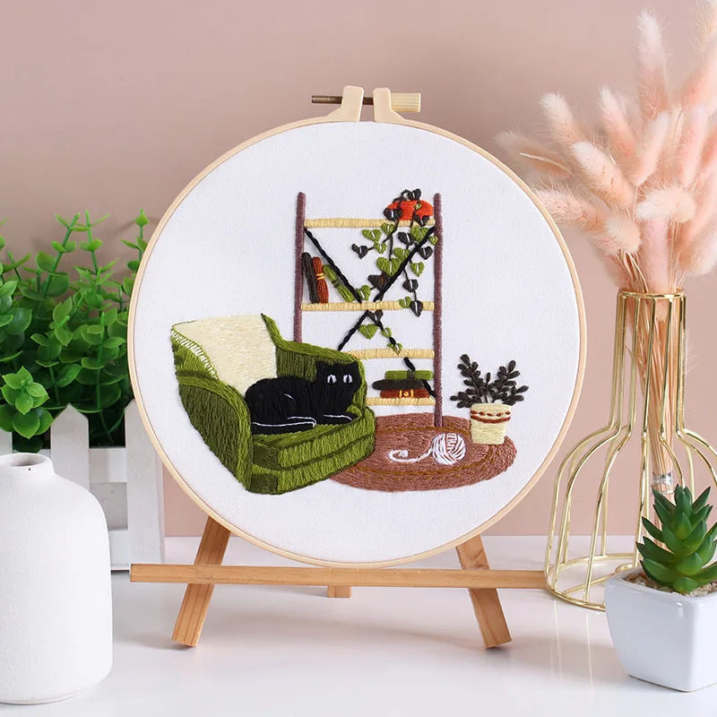 CraftHoop Cat Lover’s Home Embroidery Kit