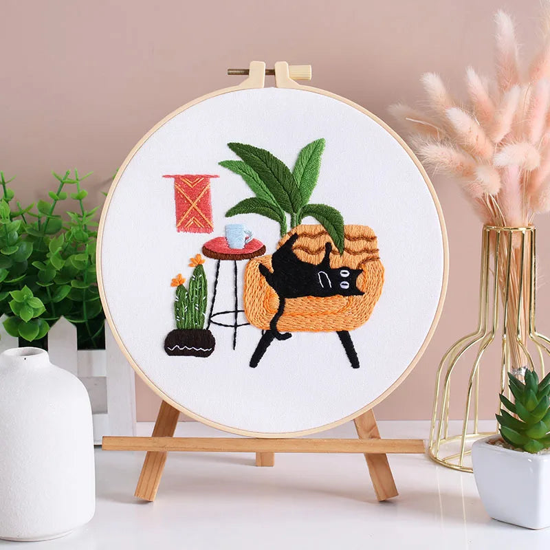 CraftHoop Cat Lover’s Home Embroidery Kit