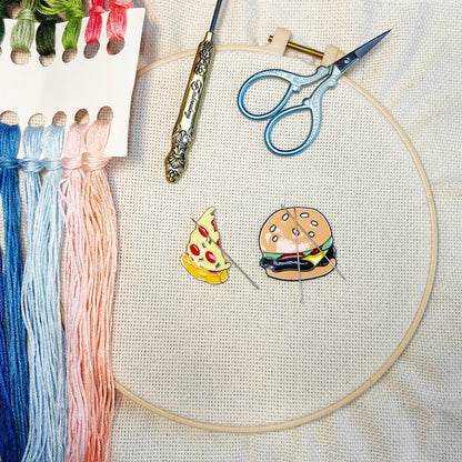 Magnetic Needle Holders: Pizza & Hamburger