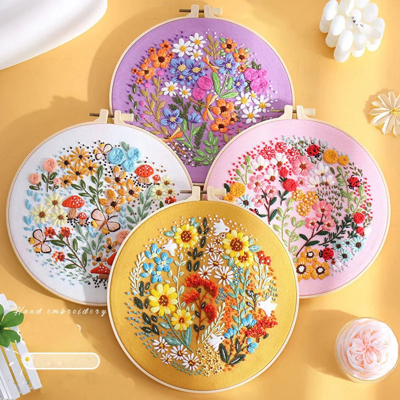 CraftHoop 4-Piece Bloom & Stitch Embroidery Set
