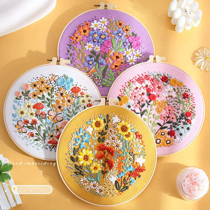 CraftHoop 4-Piece Bloom & Stitch Embroidery Set