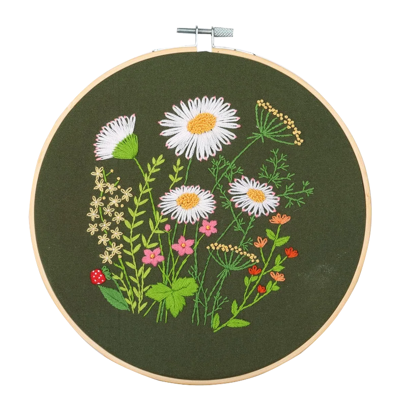 CraftHoop 4-Piece Floral Elegance Embroidery Kit