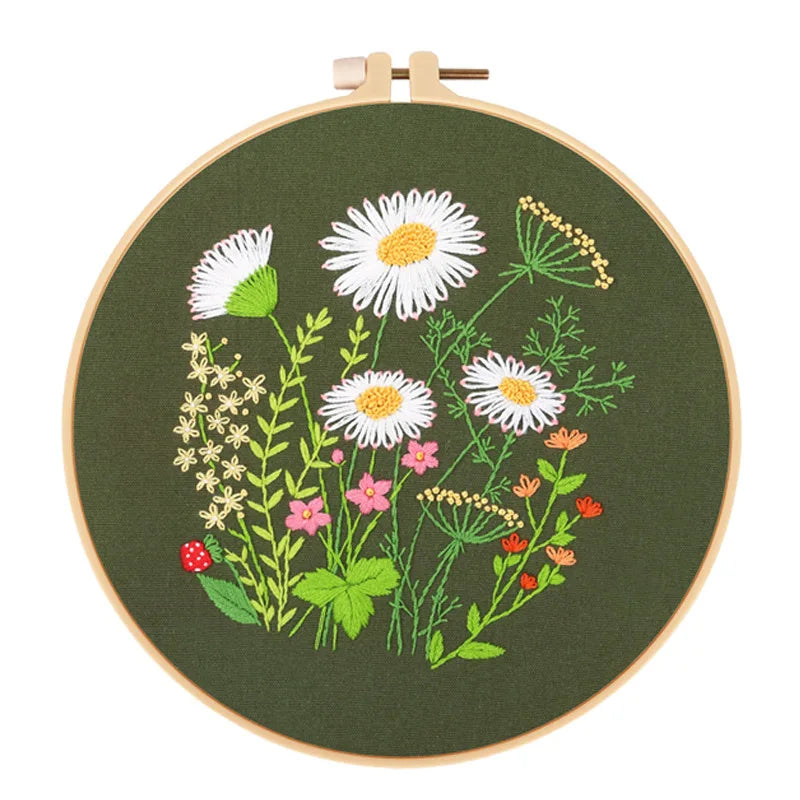 CraftHoop 4-Piece Floral Elegance Embroidery Kit