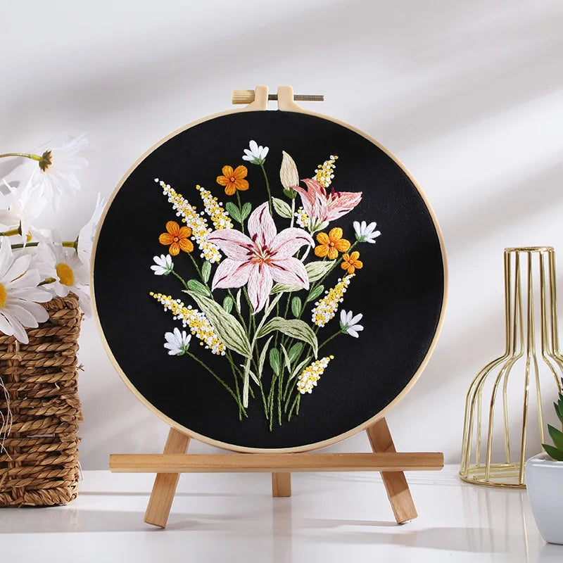 CraftHoop 4-Piece Blooming Garden Embroidery Kit