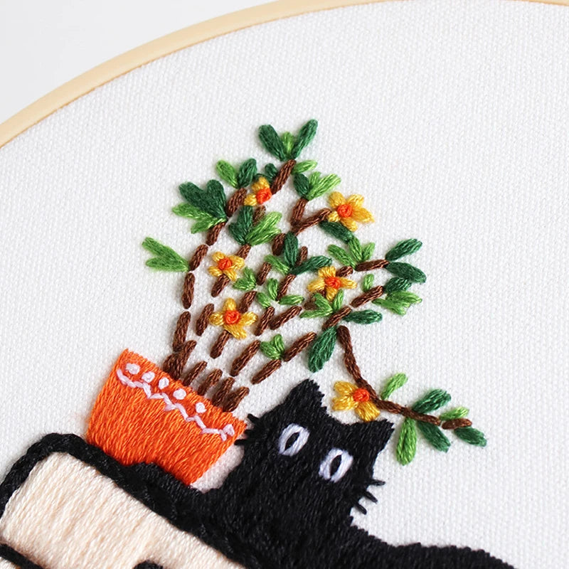 CraftHoop Cat Lover’s Home Embroidery Kit