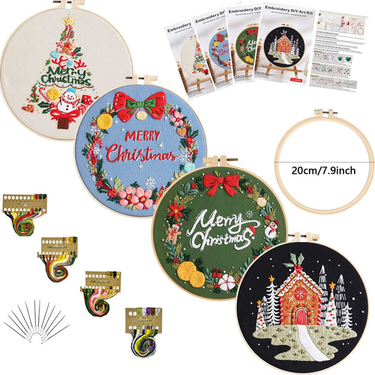 CraftHoop Festive Christmas 4-Piece Embroidery Kit