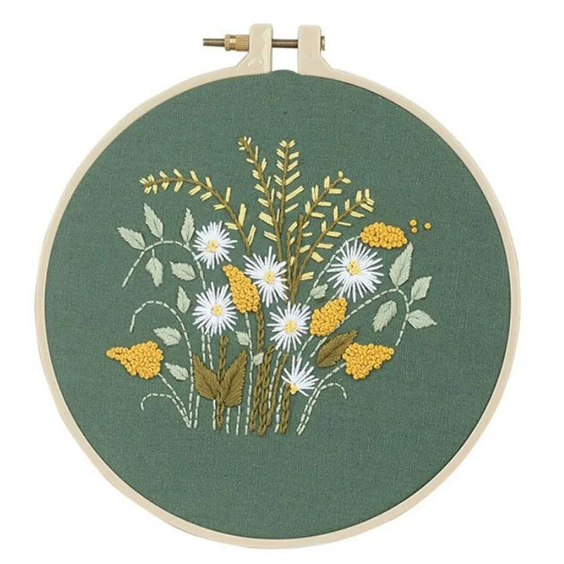 CraftHoop 4-Piece Floral Elegance Embroidery Kit