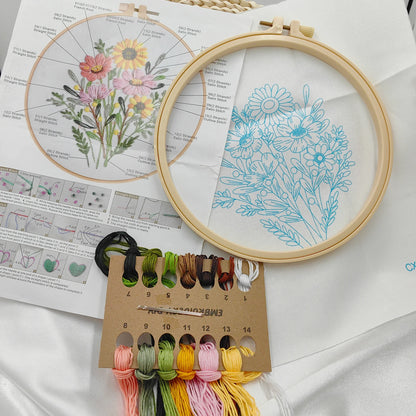 CraftHoop 4-Piece Blooming Garden Embroidery Kit