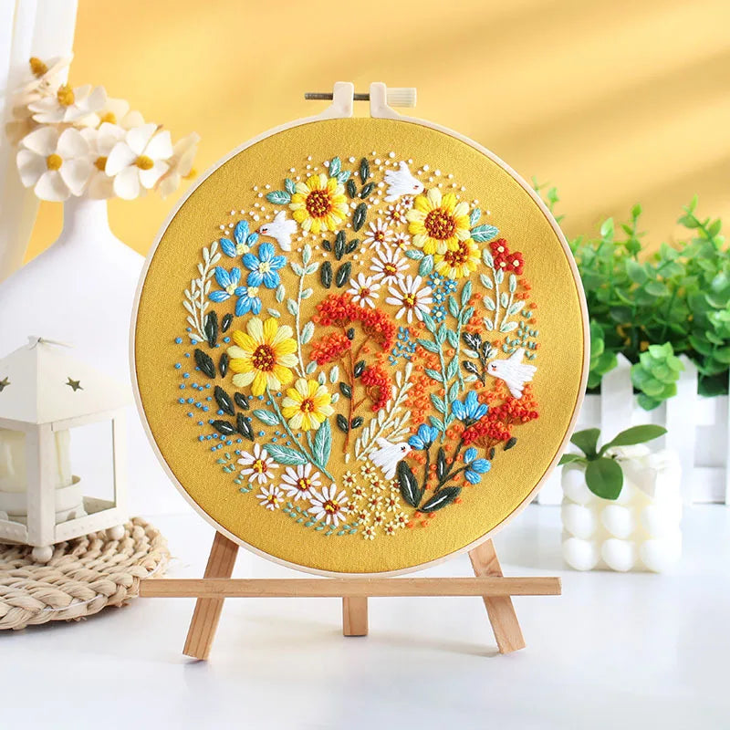 CraftHoop Vibrant Blooms Embroidery Kit