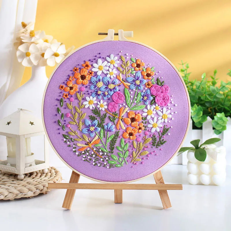 CraftHoop 4-Piece Bloom & Stitch Embroidery Set