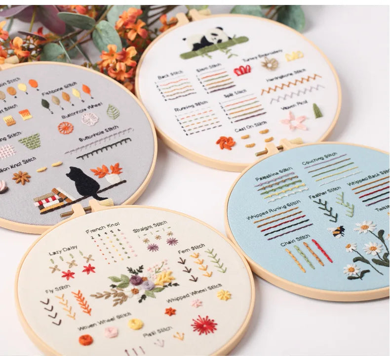 CraftHoop Beginner’s 4-Set Animal & Floral Stitch Sampler