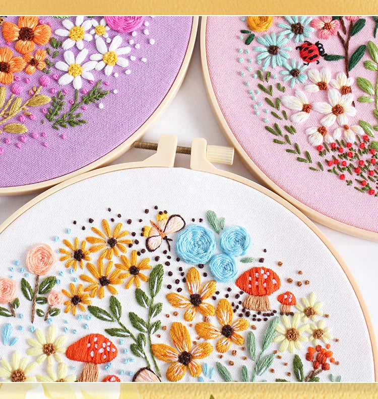 CraftHoop Vibrant Blooms Embroidery Kit