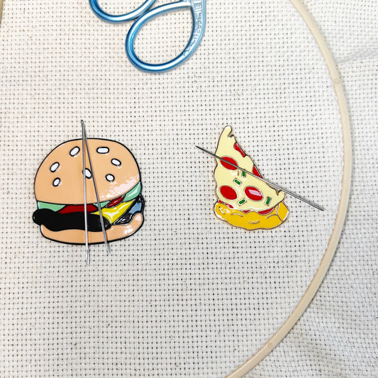 Magnetic Needle Holders: Pizza & Hamburger