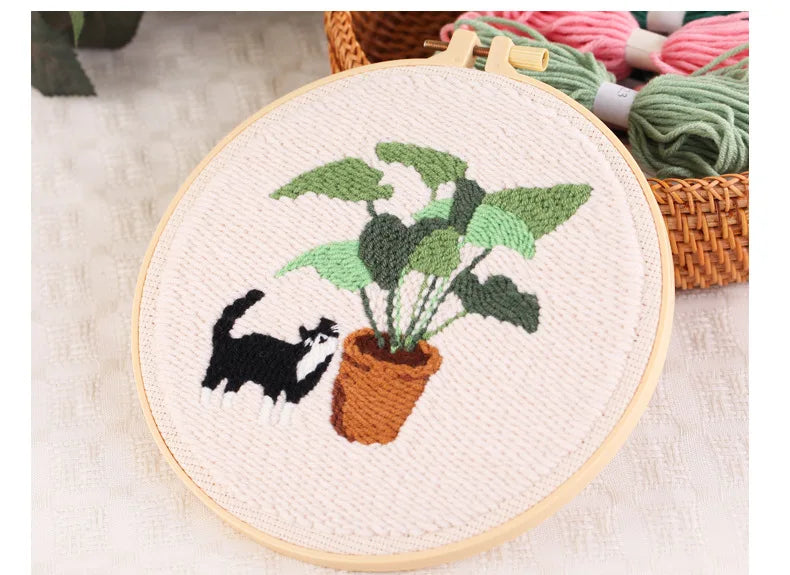 CraftHoop Cat & Plant Lovers Punch Needle Kit