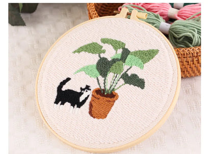 CraftHoop Cat & Plant Lovers Punch Needle Kit