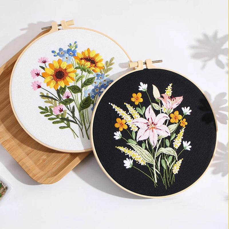 CraftHoop 4-Piece Blooming Garden Embroidery Kit