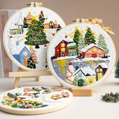 CraftHoop Winter Village Embroidery Kit