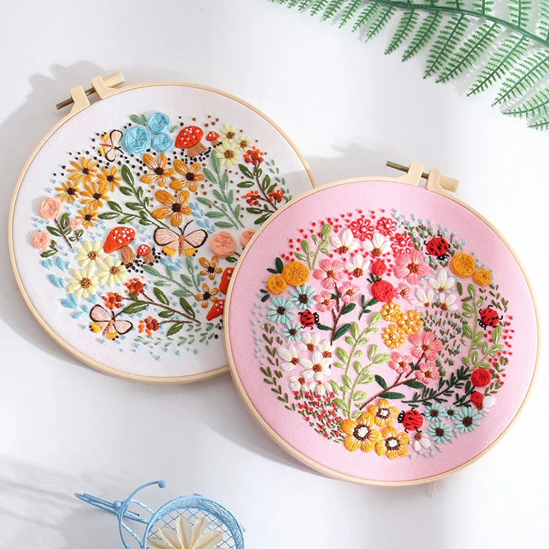 CraftHoop 4-Piece Bloom & Stitch Embroidery Set