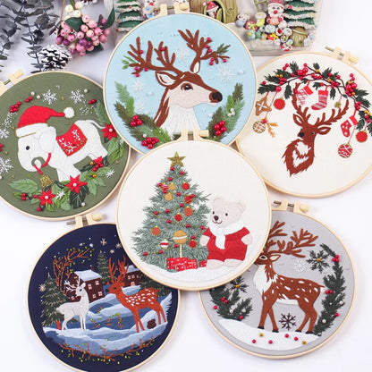 CraftHoop Magical Christmas Deer Embroidery Kit