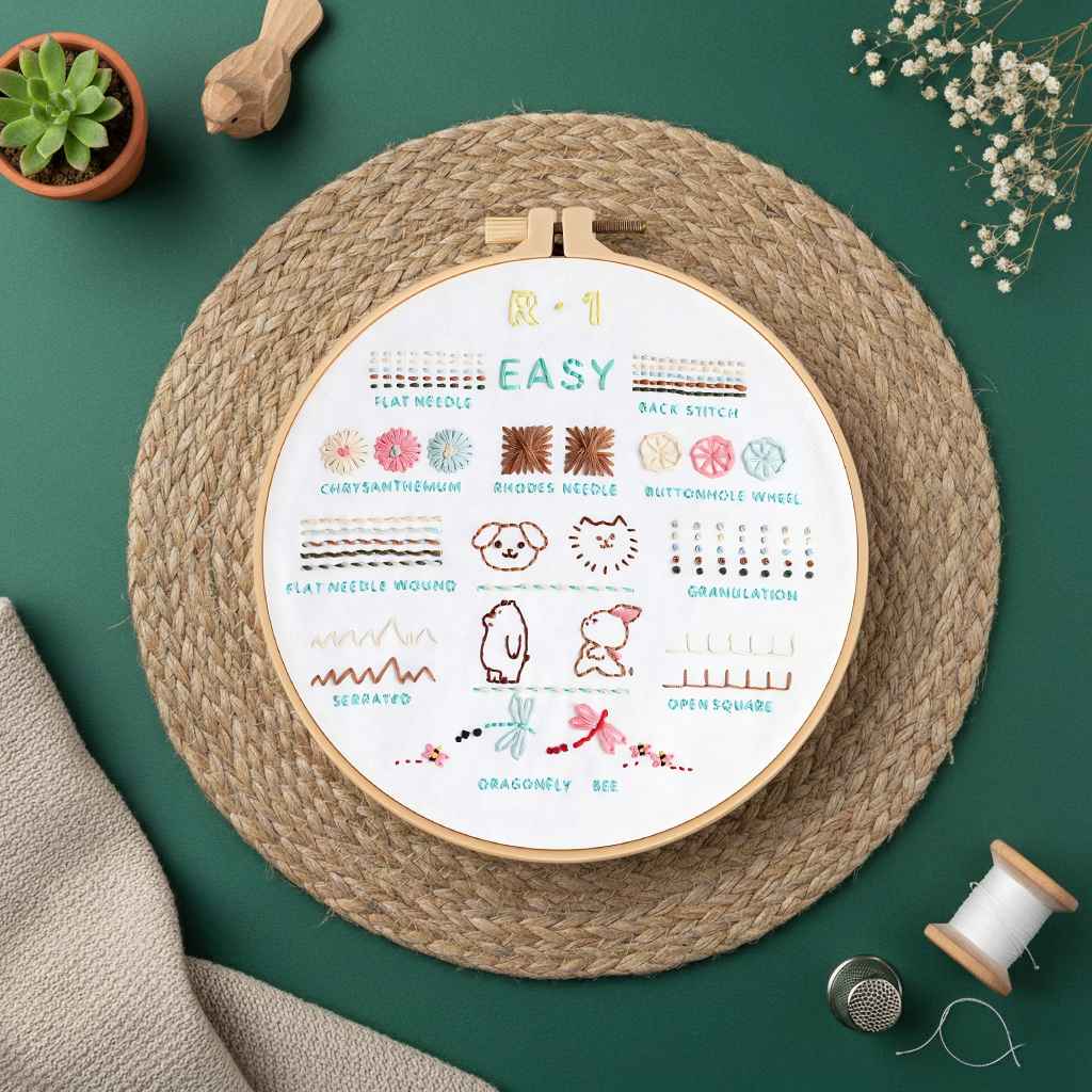 CraftHoop 4-Level Embroidery Kit for Beginners – From Starter to Pro