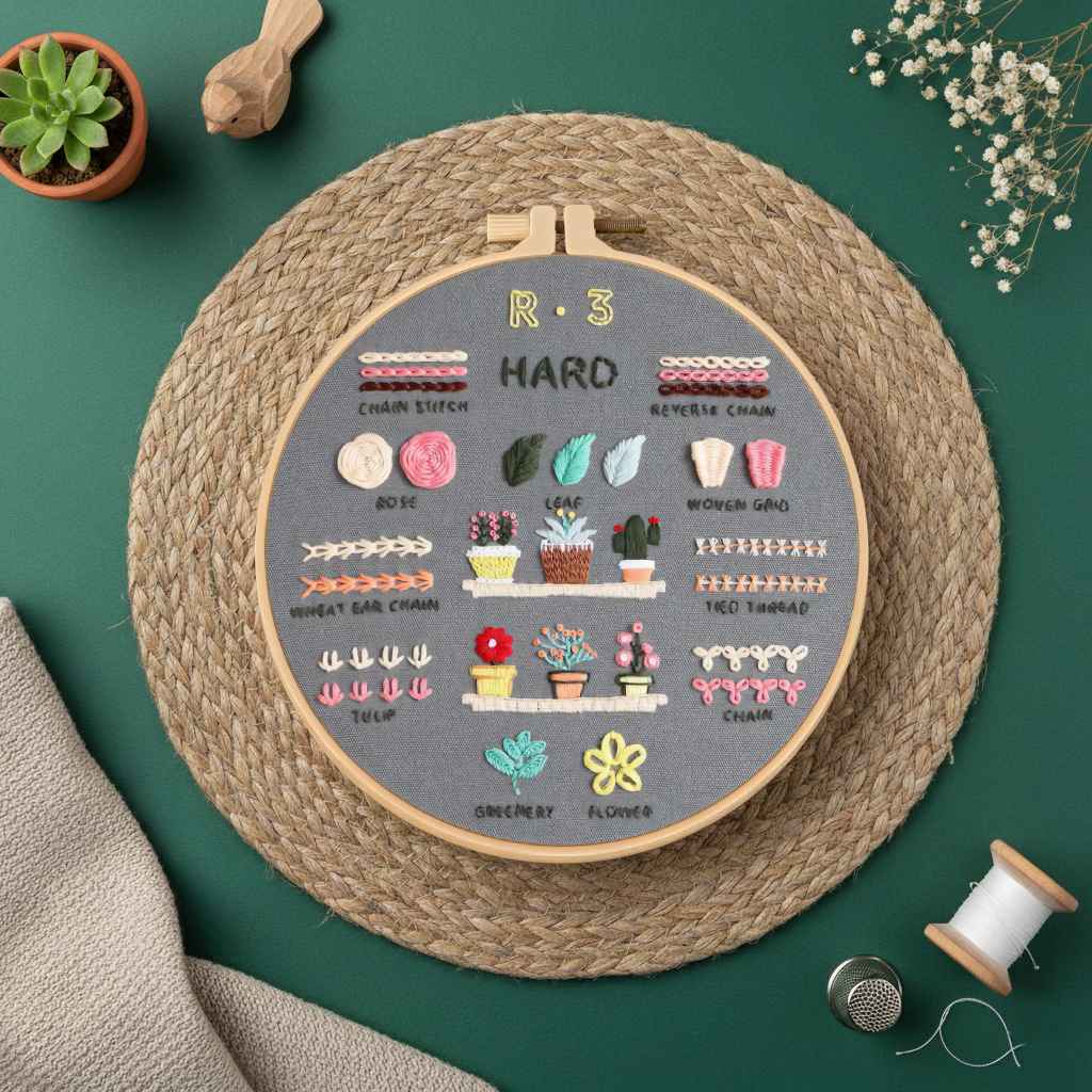 CraftHoop 4-Level Embroidery Kit for Beginners – From Starter to Pro